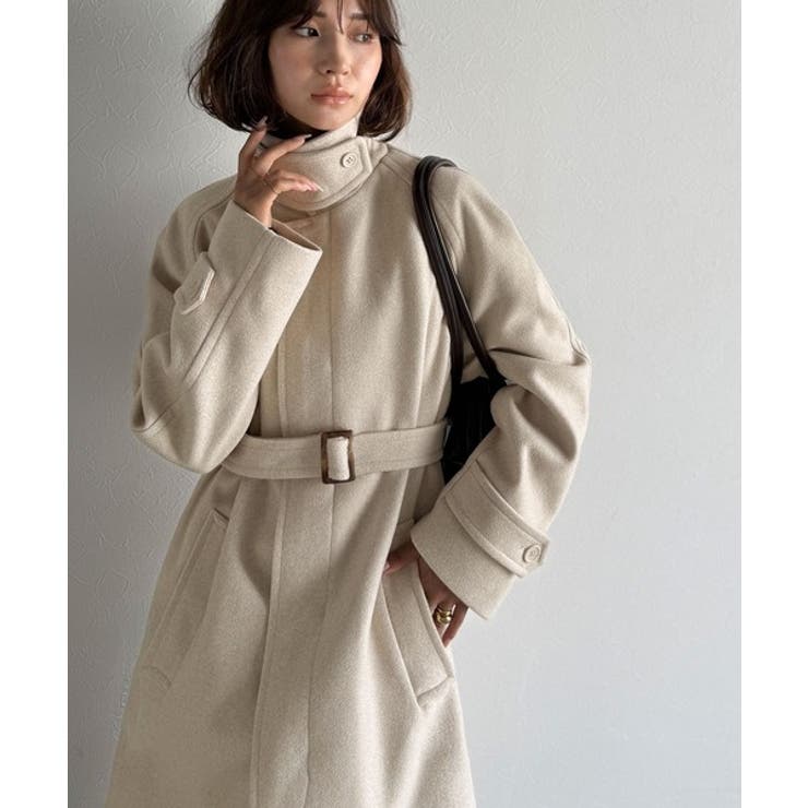 大人の魅力を引き立てる、上品な一着。ベルト付き比翼メルトンコート（ロング丈） | Classical Elf  | 詳細画像3 