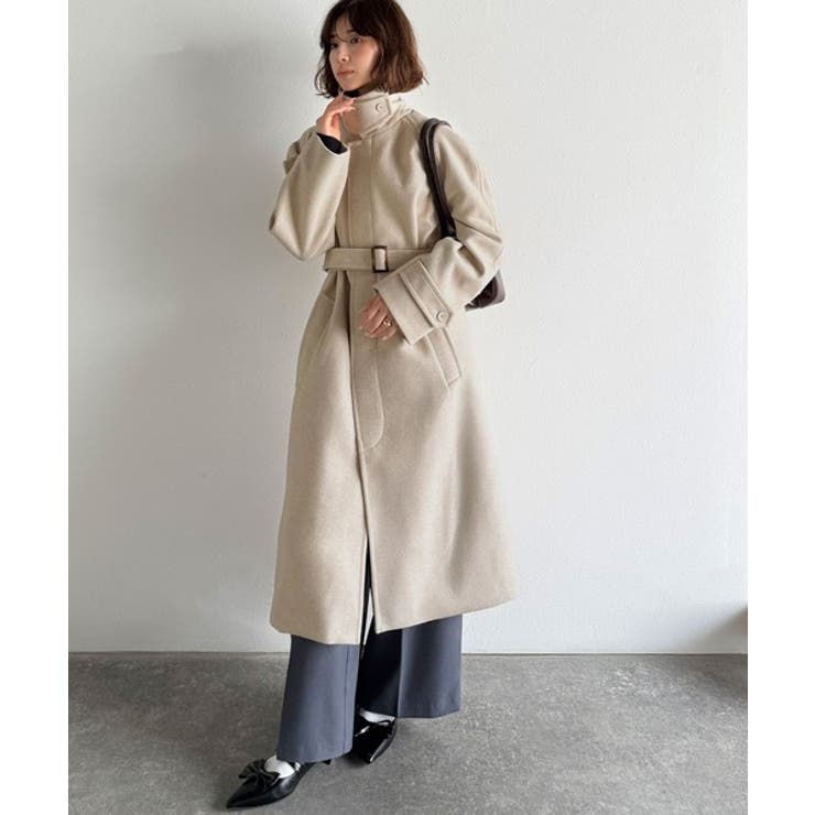 大人の魅力を引き立てる、上品な一着。ベルト付き比翼メルトンコート（ロング丈） | Classical Elf  | 詳細画像5 