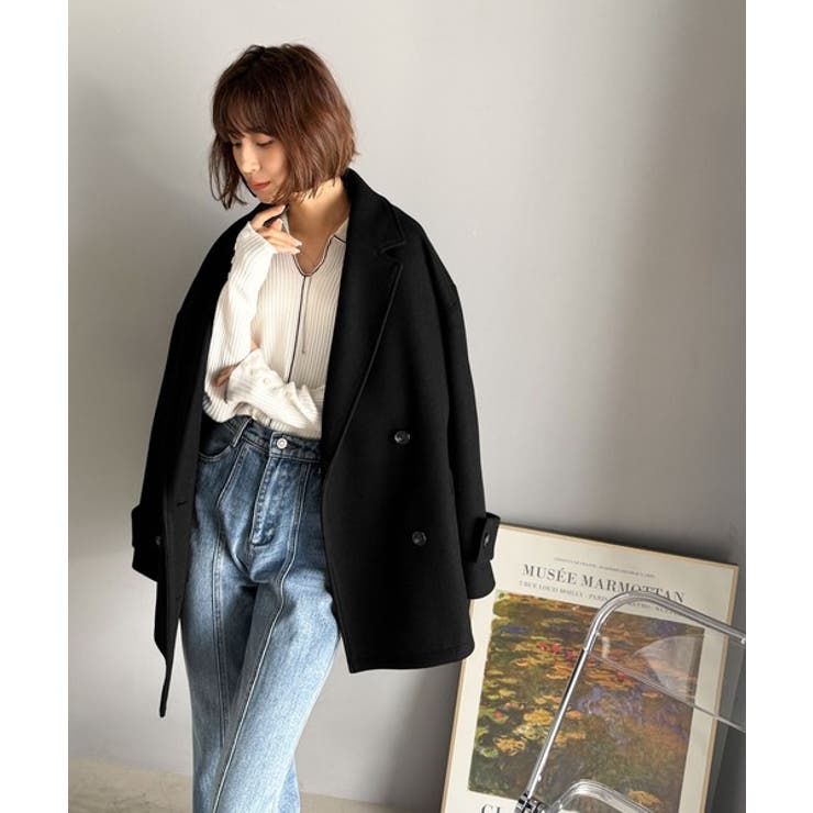 トレンドを先取り♪こなれ感UP、ダブルボタンジャケットメルトンコート（ミドル丈） | Classical Elf  | 詳細画像8 