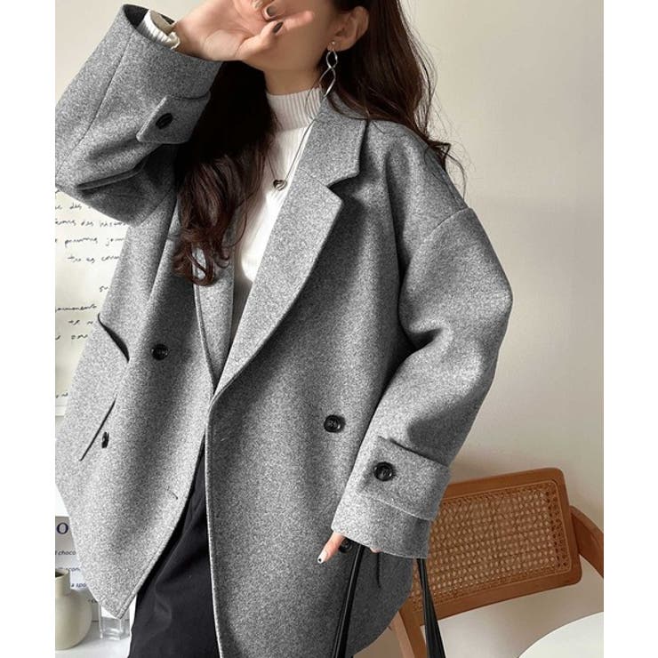 トレンドを先取り♪こなれ感UP、ダブルボタンジャケットメルトンコート（ミドル丈） | Classical Elf  | 詳細画像10 