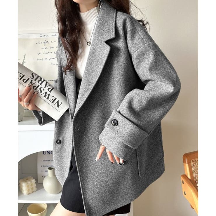 トレンドを先取り♪こなれ感UP、ダブルボタンジャケットメルトンコート（ミドル丈） | Classical Elf  | 詳細画像11 