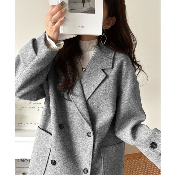 トレンドを先取り♪こなれ感UP、ダブルボタンジャケットメルトンコート（ミドル丈） | Classical Elf  | 詳細画像14 