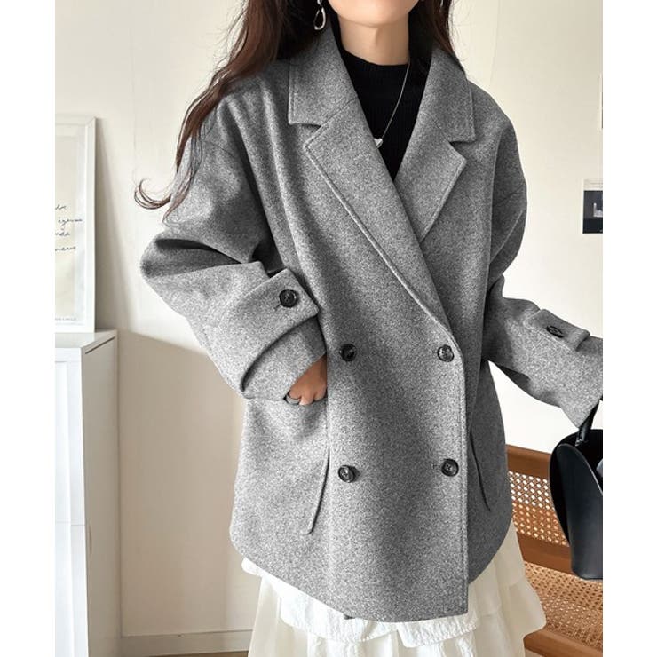 トレンドを先取り♪こなれ感UP、ダブルボタンジャケットメルトンコート（ミドル丈） | Classical Elf  | 詳細画像17 