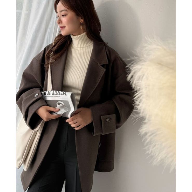 トレンドを先取り♪こなれ感UP、ダブルボタンジャケットメルトンコート