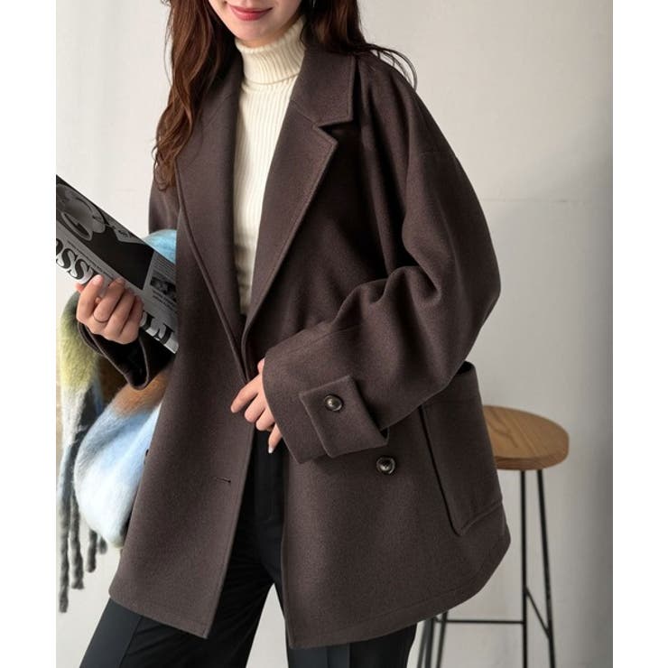 トレンドを先取り♪こなれ感UP、ダブルボタンジャケットメルトンコート（ミドル丈） | Classical Elf  | 詳細画像22 