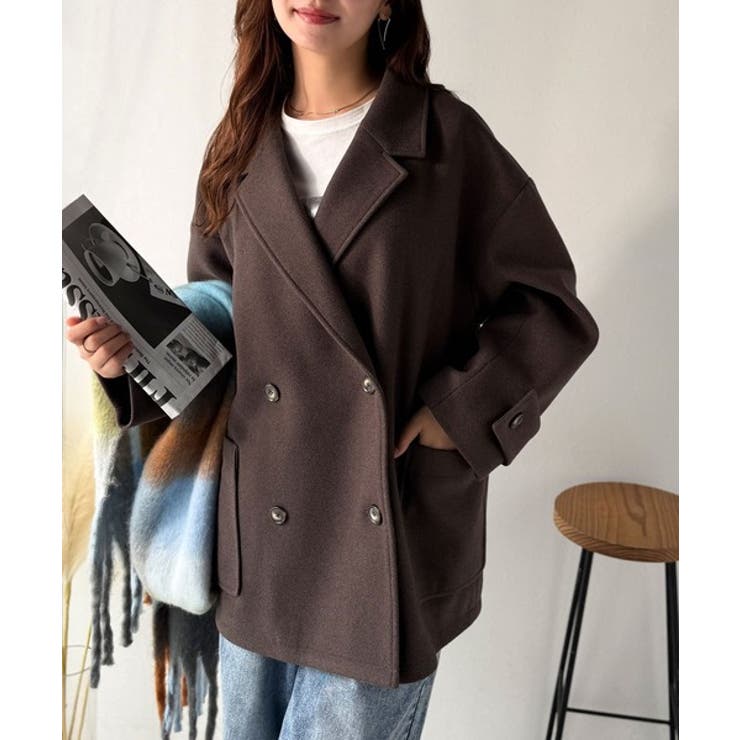 トレンドを先取り♪こなれ感UP、ダブルボタンジャケットメルトンコート