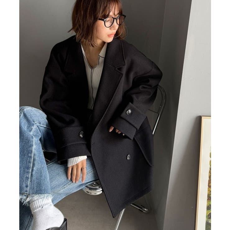 トレンドを先取り♪こなれ感UP、ダブルボタンジャケットメルトンコート（ミドル丈） | Classical Elf  | 詳細画像1 