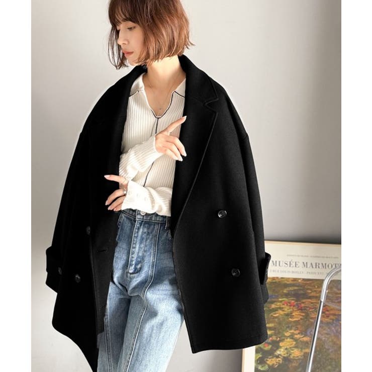 トレンドを先取り♪こなれ感UP、ダブルボタンジャケットメルトンコート