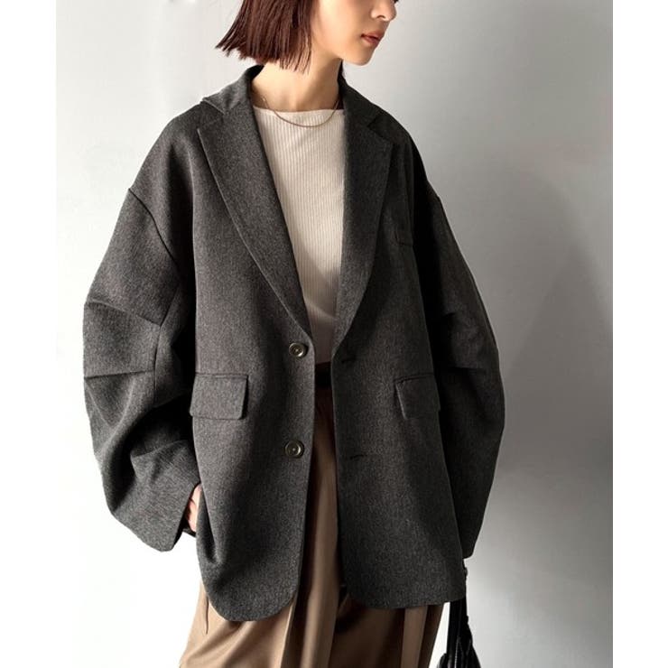 チャコール | 羽織るだけでキマる。袖タックヘリンボーンオーバーサイズジャケット（セットアップ可… | Classical Elf 