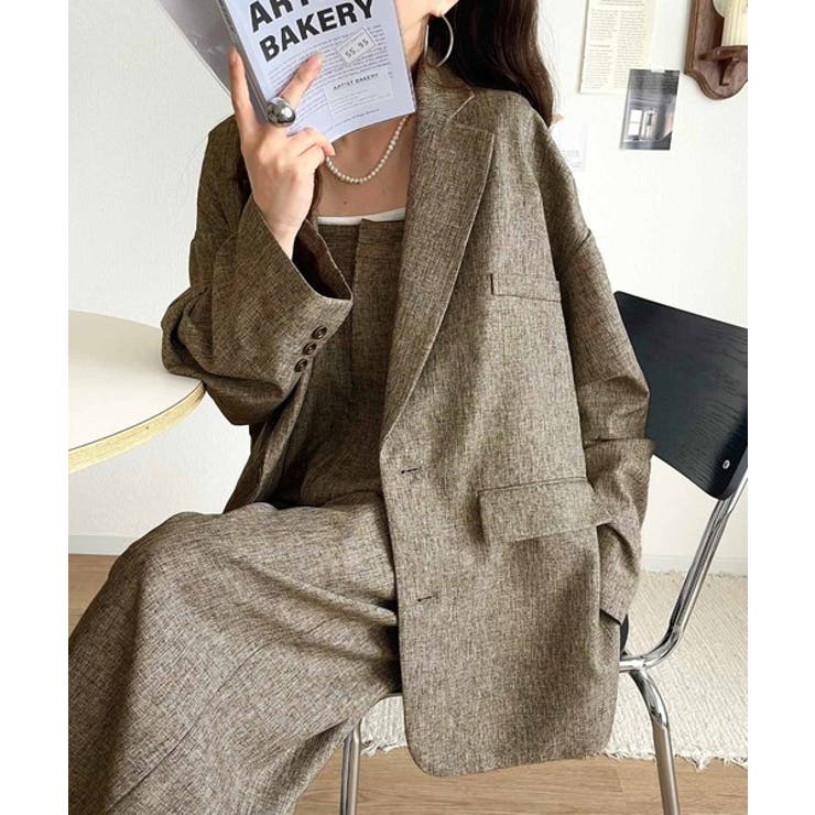 羽織るだけでキマる。袖タックヘリンボーンオーバーサイズジャケット（セットアップ可… | Classical Elf  | 詳細画像34 