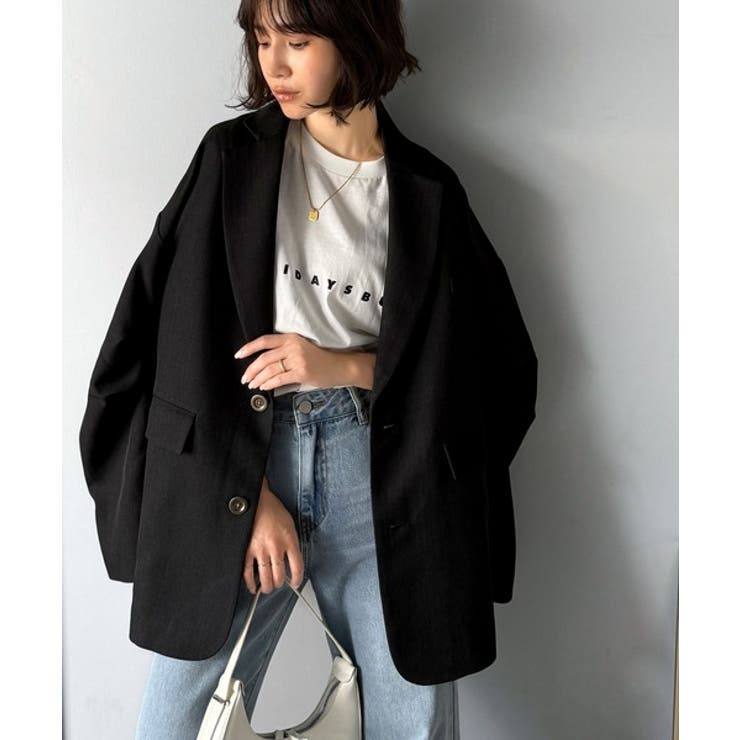 羽織るだけでキマる。袖タックヘリンボーンオーバーサイズジャケット（セットアップ可… | Classical Elf  | 詳細画像1 