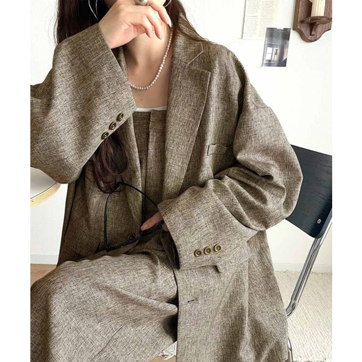 羽織るだけでキマる。袖タックヘリンボーンオーバーサイズジャケット（セットアップ可… | Classical Elf  | 詳細画像37 