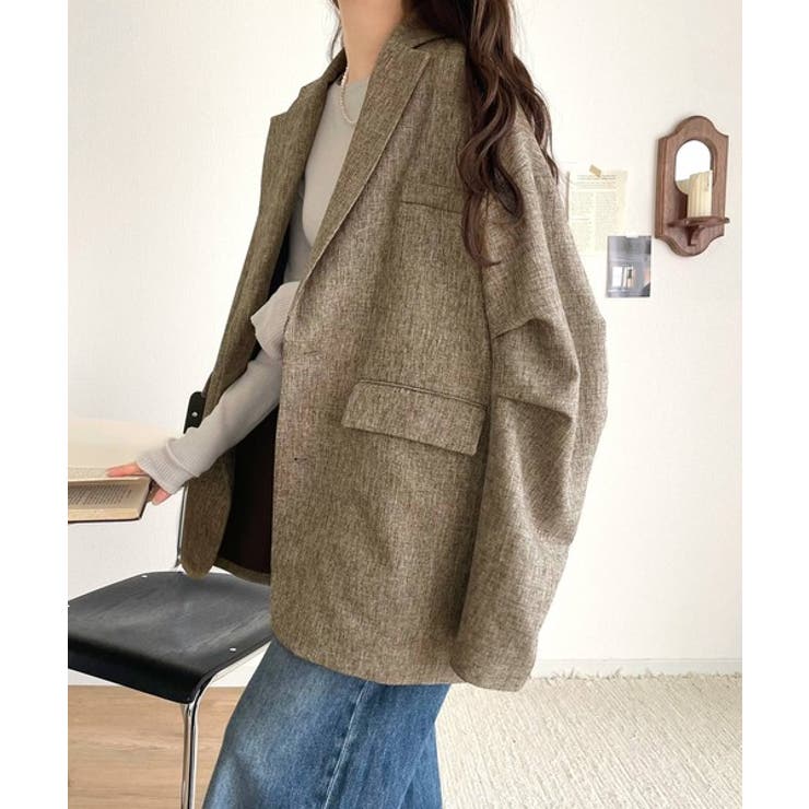 羽織るだけでキマる。袖タックヘリンボーンオーバーサイズジャケット（セットアップ可… | Classical Elf  | 詳細画像38 