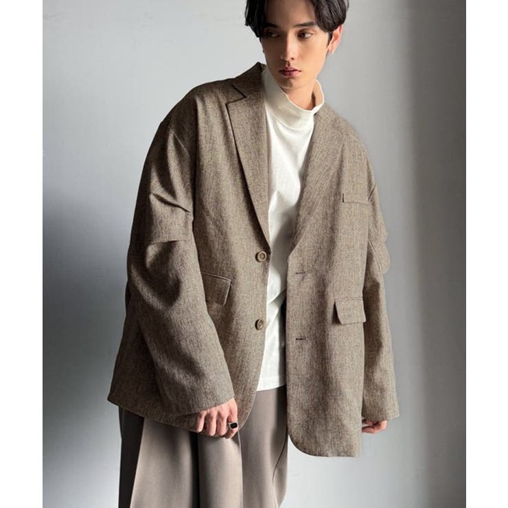 羽織るだけでキマる。袖タックヘリンボーンオーバーサイズジャケット（セットアップ可… | Classical Elf  | 詳細画像42 