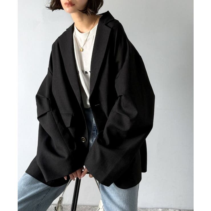 羽織るだけでキマる。袖タックヘリンボーンオーバーサイズジャケット（セットアップ可… | Classical Elf  | 詳細画像3 