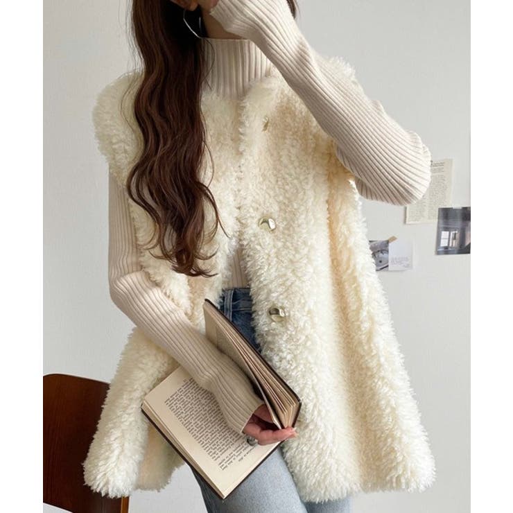 アイボリー | もこもこ感が愛らしい♪暖か前後2wayプードルボアベスト | Classical Elf 