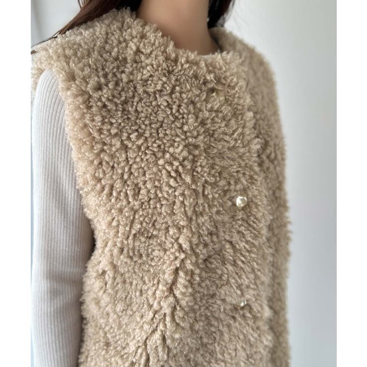 もこもこ感が愛らしい♪暖か前後2wayプードルボアベスト[品番