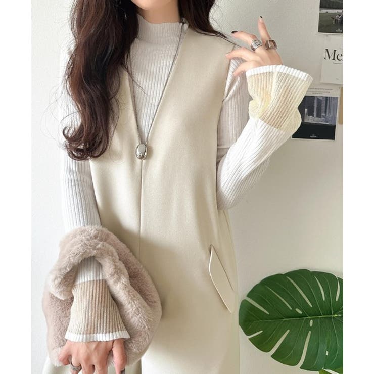 アイボリー | 1枚でキマる私スタイル。フラップポケットVネックサロペット | Classical Elf 