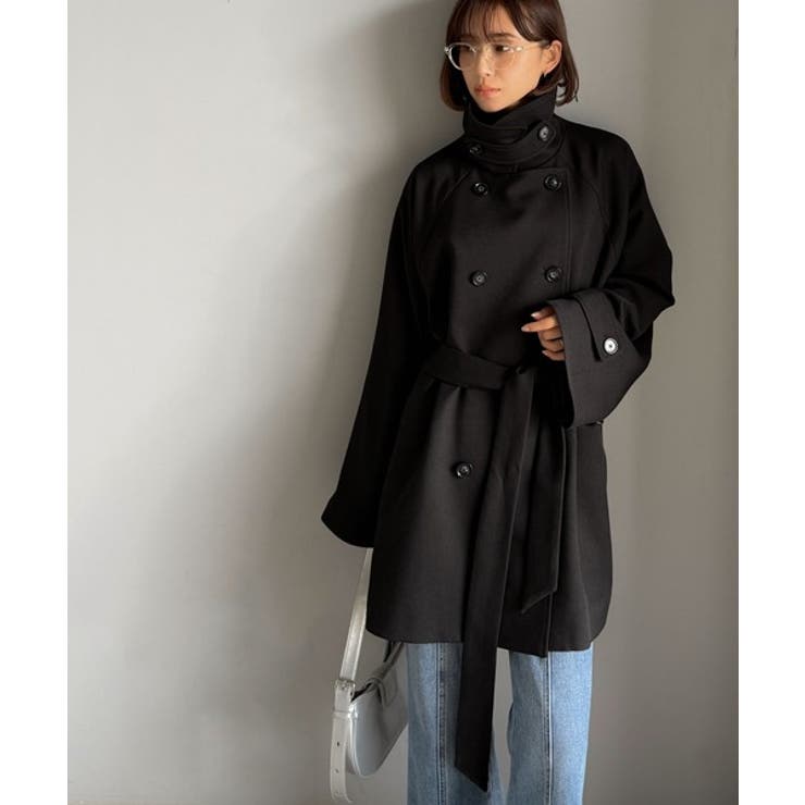 瞬間、きちんと見え。1枚あれば着回し自由自在。ケープ付きスタンドカラーミドル丈コ… | Classical Elf  | 詳細画像7 