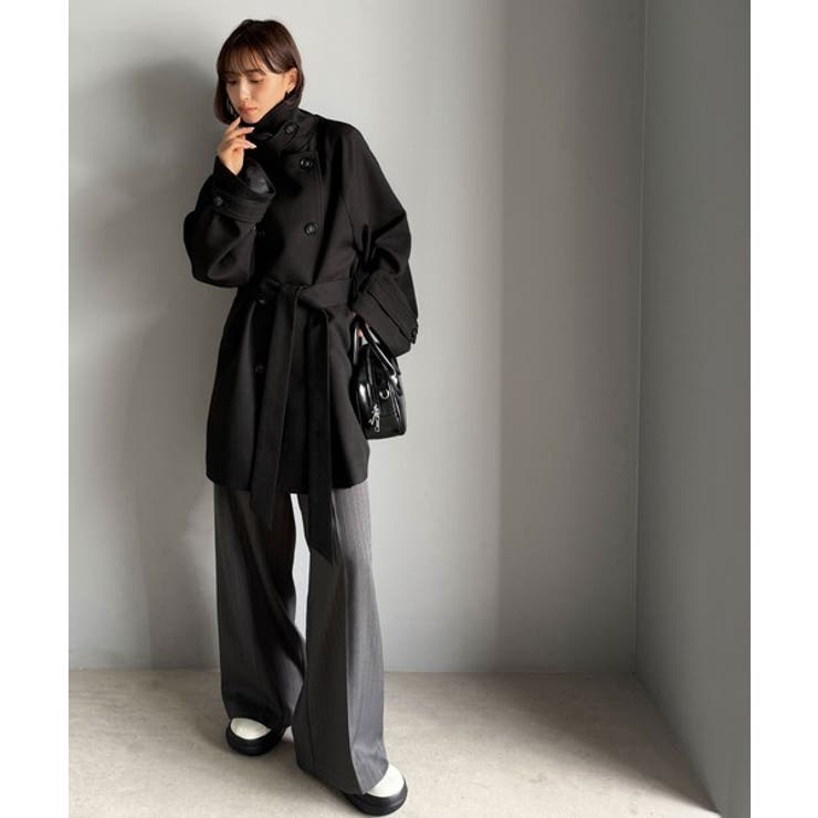 瞬間、きちんと見え。1枚あれば着回し自由自在。ケープ付きスタンドカラーミドル丈コ… | Classical Elf  | 詳細画像14 