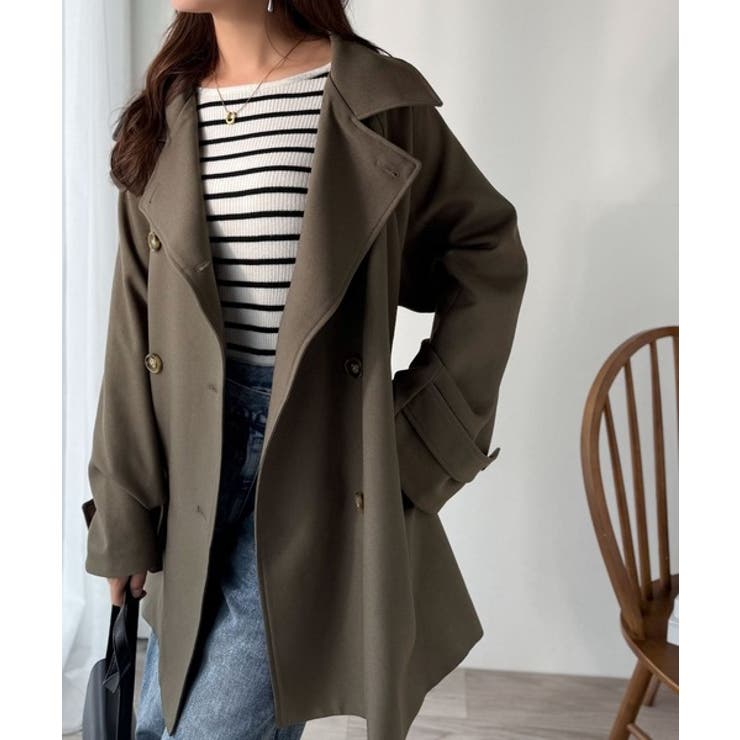 瞬間、きちんと見え。1枚あれば着回し自由自在。ケープ付きスタンドカラーミドル丈コ… | Classical Elf  | 詳細画像19 