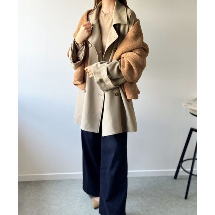 瞬間、きちんと見え。1枚あれば着回し自由自在。ケープ付きスタンドカラーミドル丈コ… | Classical Elf  | 詳細画像23 