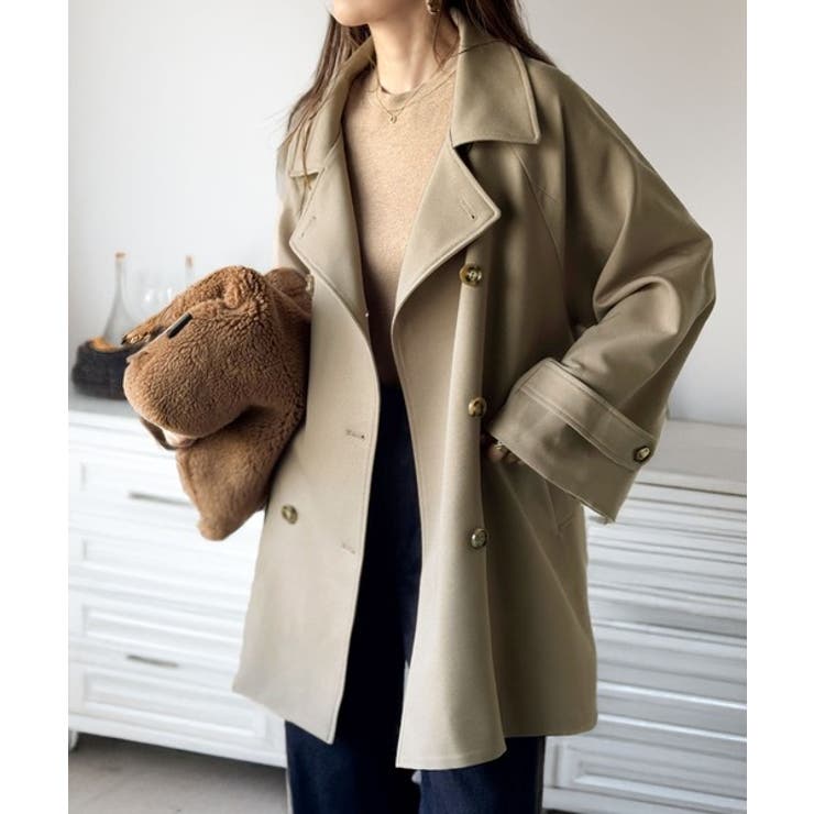 瞬間、きちんと見え。1枚あれば着回し自由自在。ケープ付きスタンドカラーミドル丈コ… | Classical Elf  | 詳細画像24 