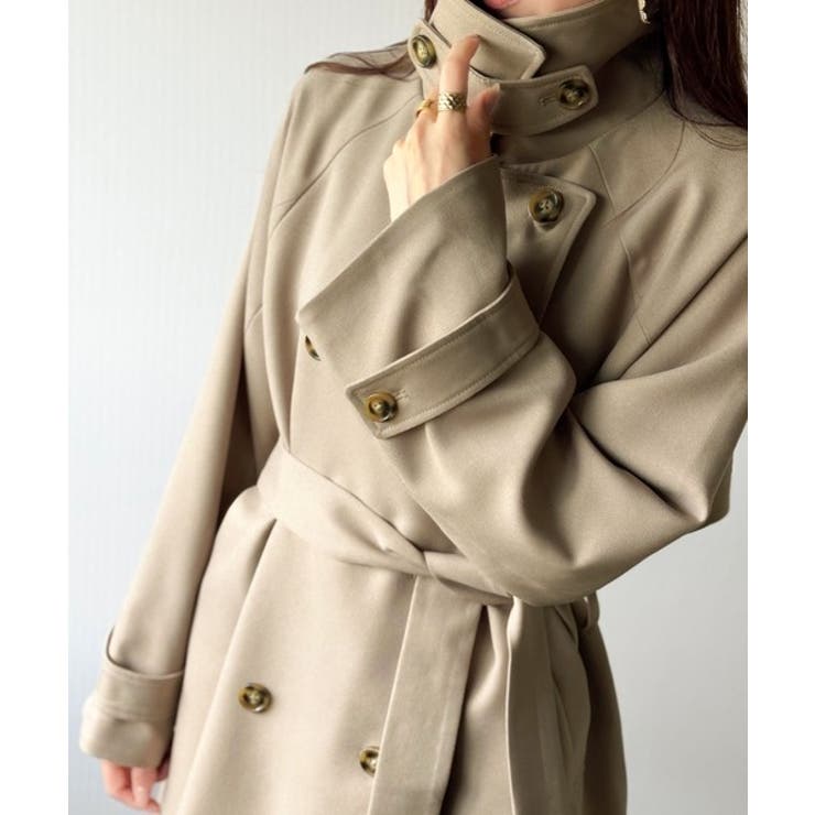 瞬間、きちんと見え。1枚あれば着回し自由自在。ケープ付きスタンドカラーミドル丈コ… | Classical Elf  | 詳細画像25 