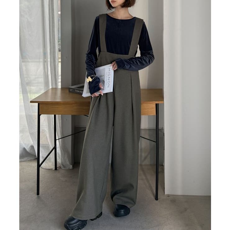 楽にシルエット美人。ワンタックワイドシルエットサロペットパンツ | Classical Elf  | 詳細画像12 