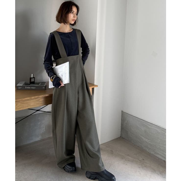 楽にシルエット美人。ワンタックワイドシルエットサロペットパンツ | Classical Elf  | 詳細画像14 