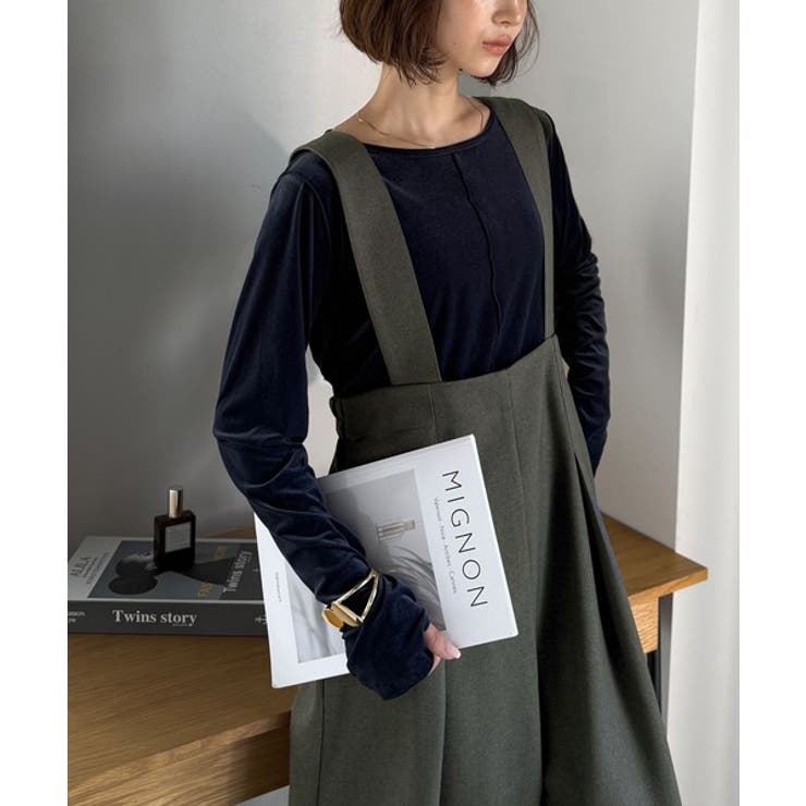 チャコール | 楽にシルエット美人。ワンタックワイドシルエットサロペットパンツ | Classical Elf 