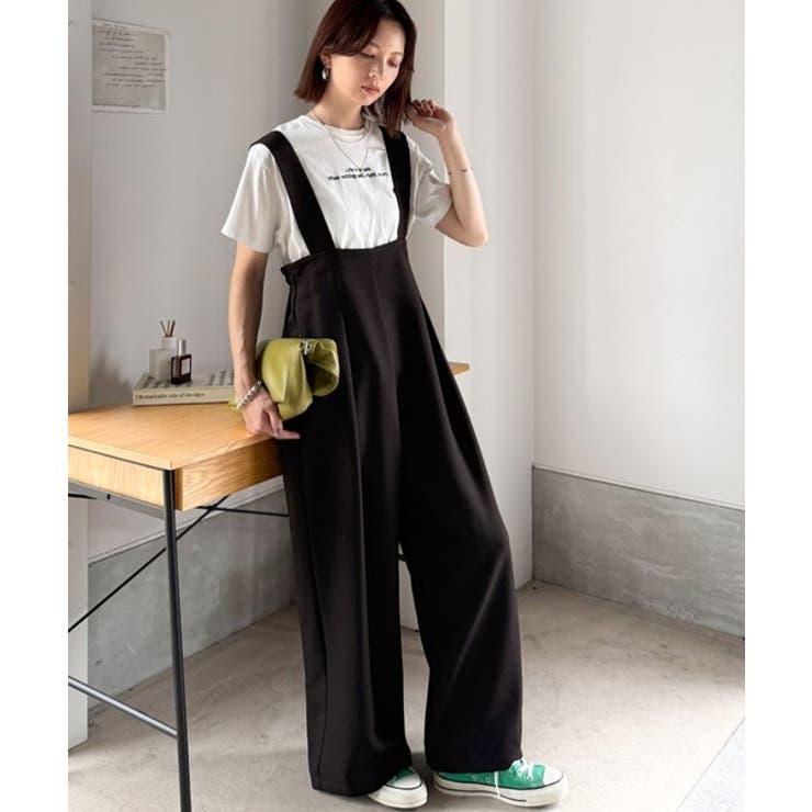 楽にシルエット美人。ワンタックワイドシルエットサロペットパンツ | Classical Elf  | 詳細画像1 