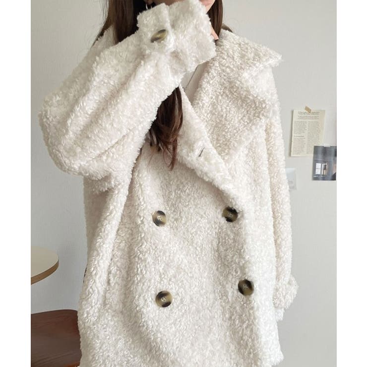 ふんわり包まれる贅沢な季節感。スタンドカラープードルボアダブルコート | Classical Elf  | 詳細画像6 