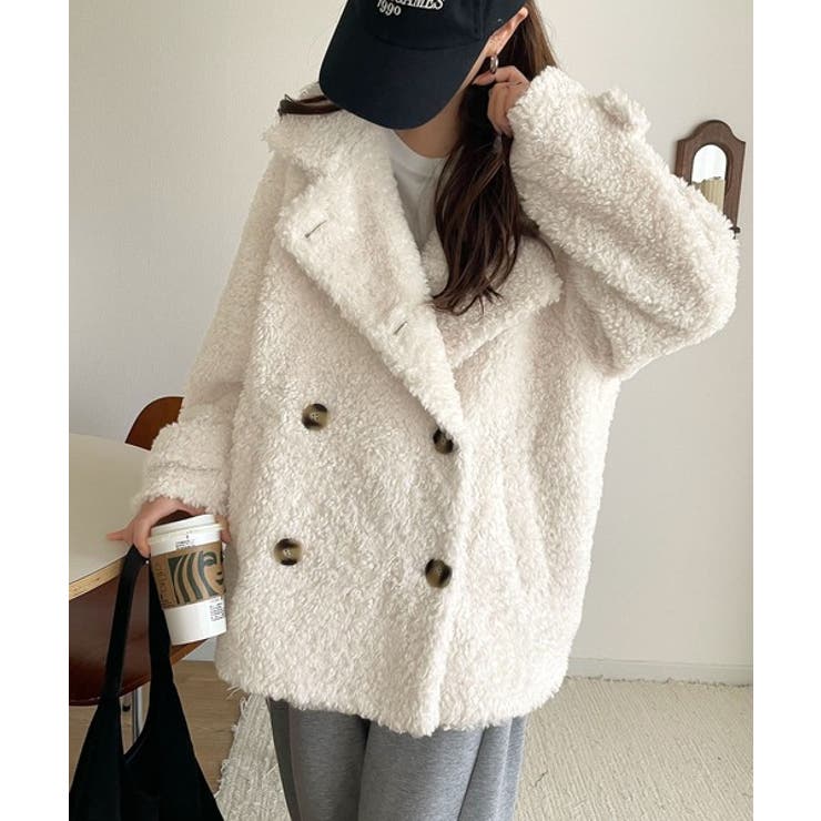 ふんわり包まれる贅沢な季節感。スタンドカラープードルボアダブルコート | Classical Elf  | 詳細画像7 