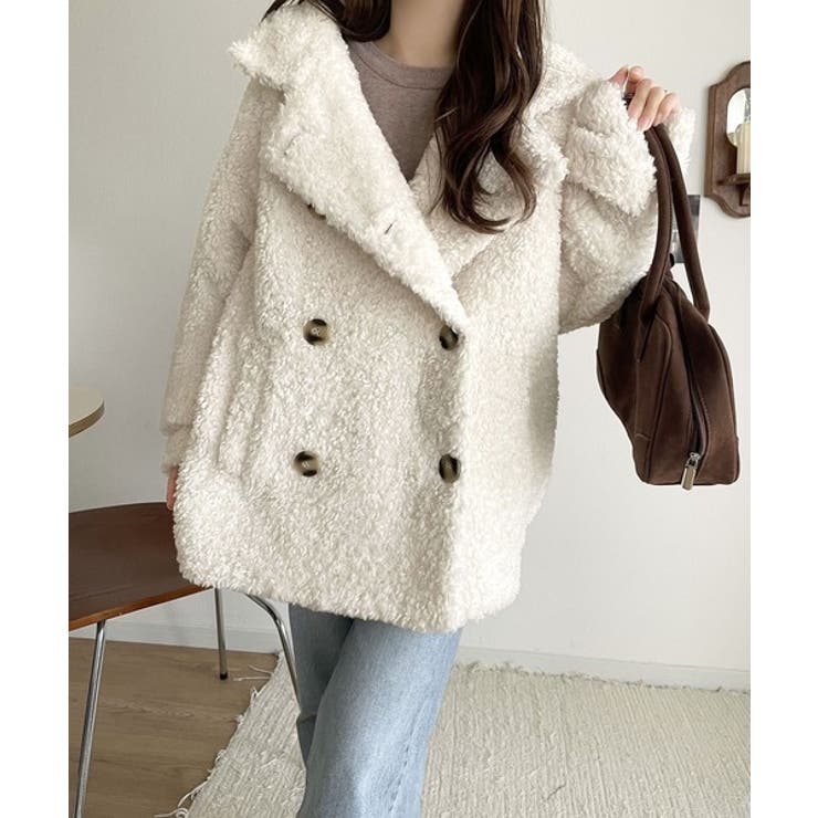 ふんわり包まれる贅沢な季節感。スタンドカラープードルボアダブルコート | Classical Elf  | 詳細画像9 