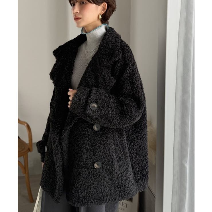 ふんわり包まれる贅沢な季節感。スタンドカラープードルボアダブルコート | Classical Elf  | 詳細画像10 