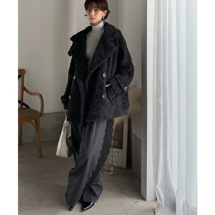 ふんわり包まれる贅沢な季節感。スタンドカラープードルボアダブルコート | Classical Elf  | 詳細画像13 
