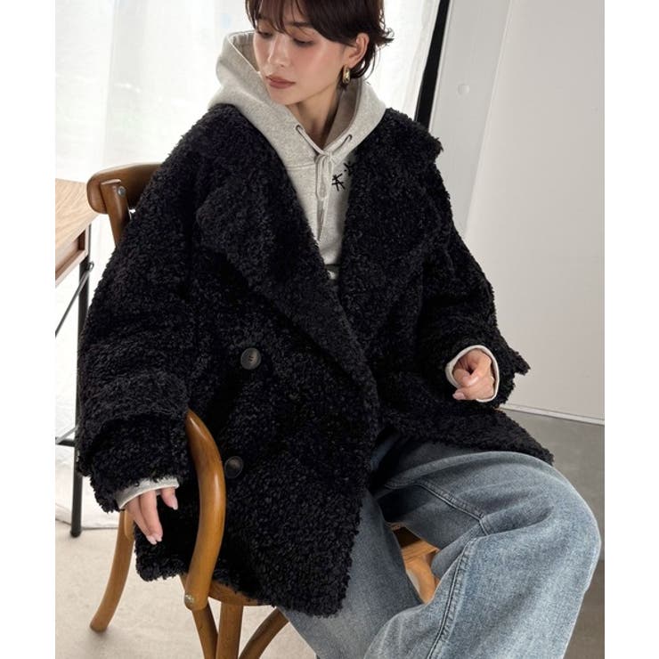 ふんわり包まれる贅沢な季節感。スタンドカラープードルボアダブルコート | Classical Elf  | 詳細画像15 