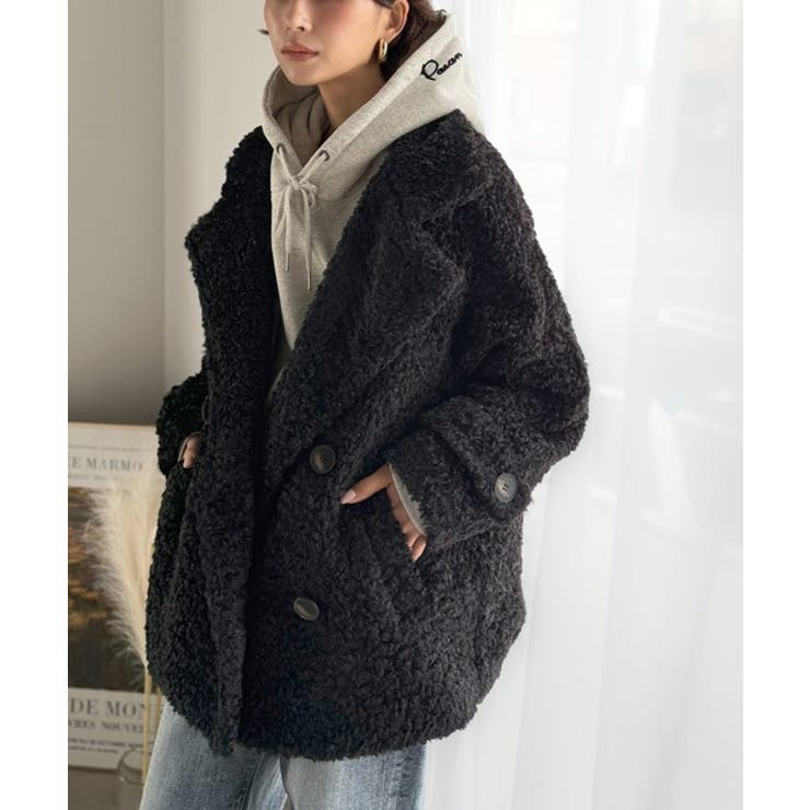 ふんわり包まれる贅沢な季節感。スタンドカラープードルボアダブルコート | Classical Elf  | 詳細画像16 