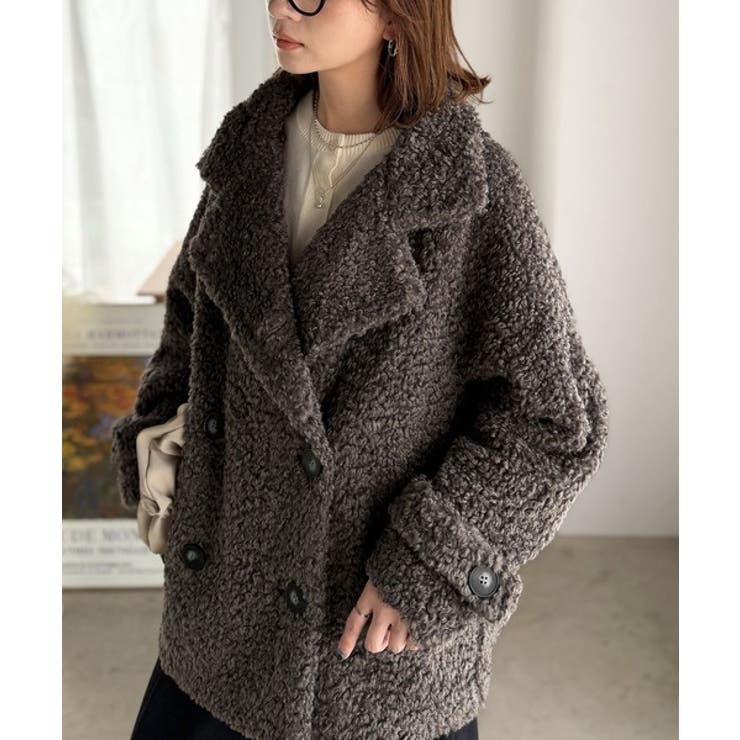 ふんわり包まれる贅沢な季節感。スタンドカラープードルボアダブルコート | Classical Elf  | 詳細画像24 