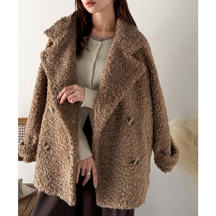 ふんわり包まれる贅沢な季節感。スタンドカラープードルボアダブルコート | Classical Elf  | 詳細画像32 