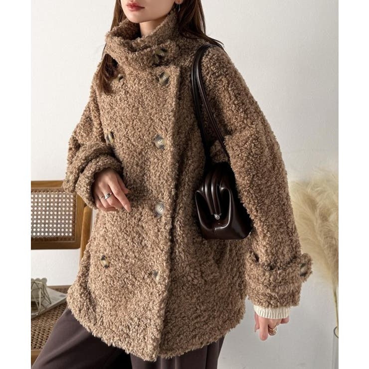 ふんわり包まれる贅沢な季節感。スタンドカラープードルボアダブルコート | Classical Elf  | 詳細画像33 