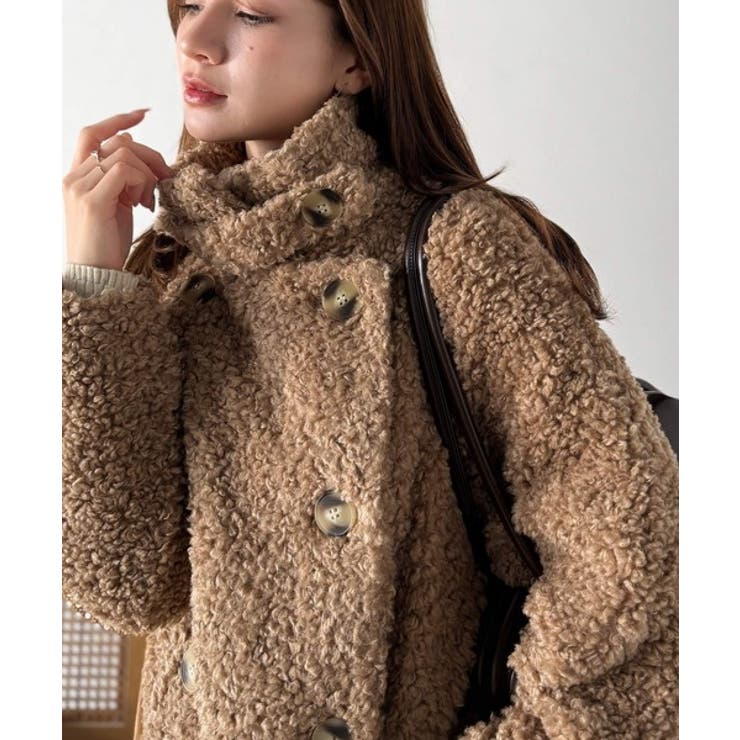 ふんわり包まれる贅沢な季節感。スタンドカラープードルボアダブルコート | Classical Elf  | 詳細画像34 