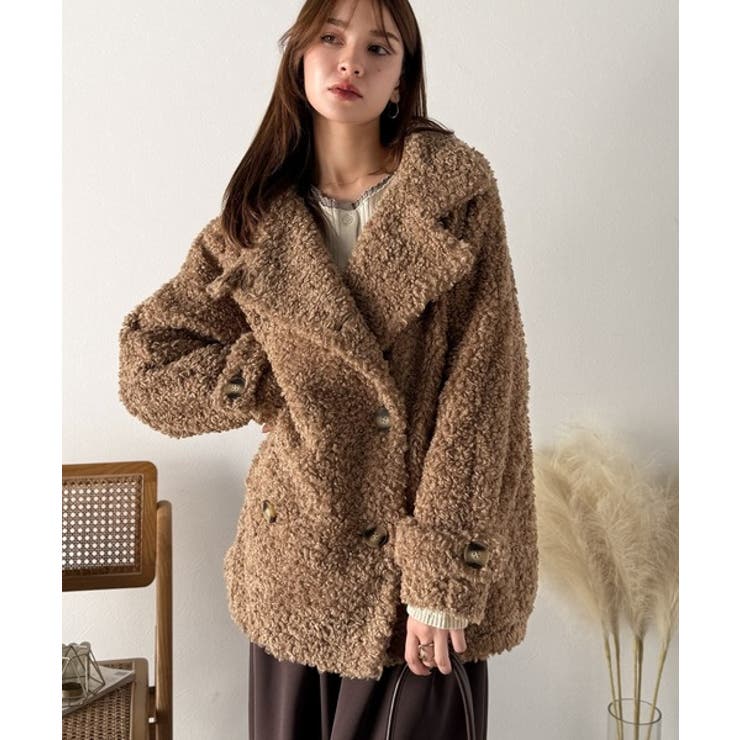 ふんわり包まれる贅沢な季節感。スタンドカラープードルボアダブルコート | Classical Elf  | 詳細画像35 