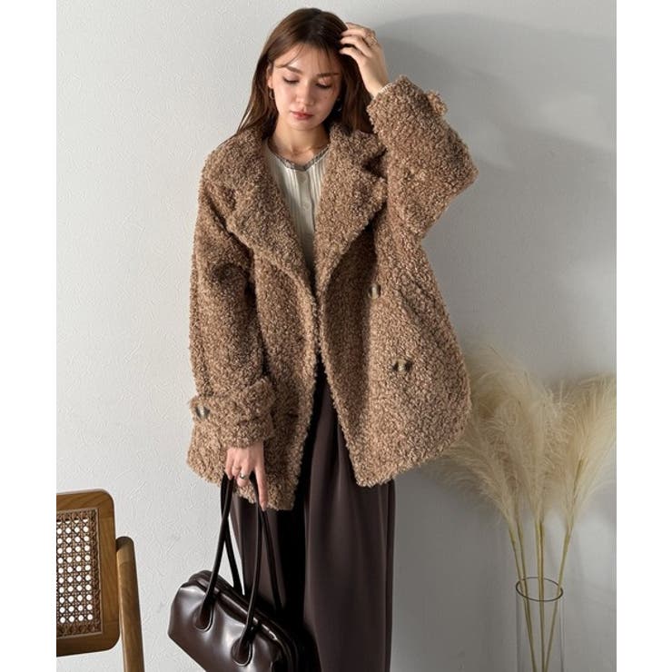 ふんわり包まれる贅沢な季節感。スタンドカラープードルボアダブルコート | Classical Elf  | 詳細画像37 