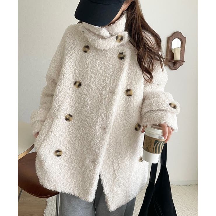 ふんわり包まれる贅沢な季節感。スタンドカラープードルボアダブルコート | Classical Elf  | 詳細画像1 