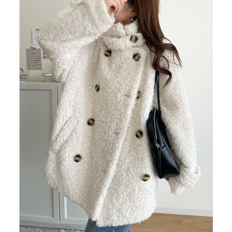 ふんわり包まれる贅沢な季節感。スタンドカラープードルボアダブルコート | Classical Elf  | 詳細画像4 