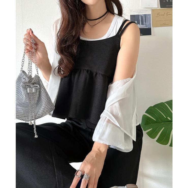 1枚で華奢見え華やか◎ダブルストラップペプラムサロペット | Classical Elf  | 詳細画像7 