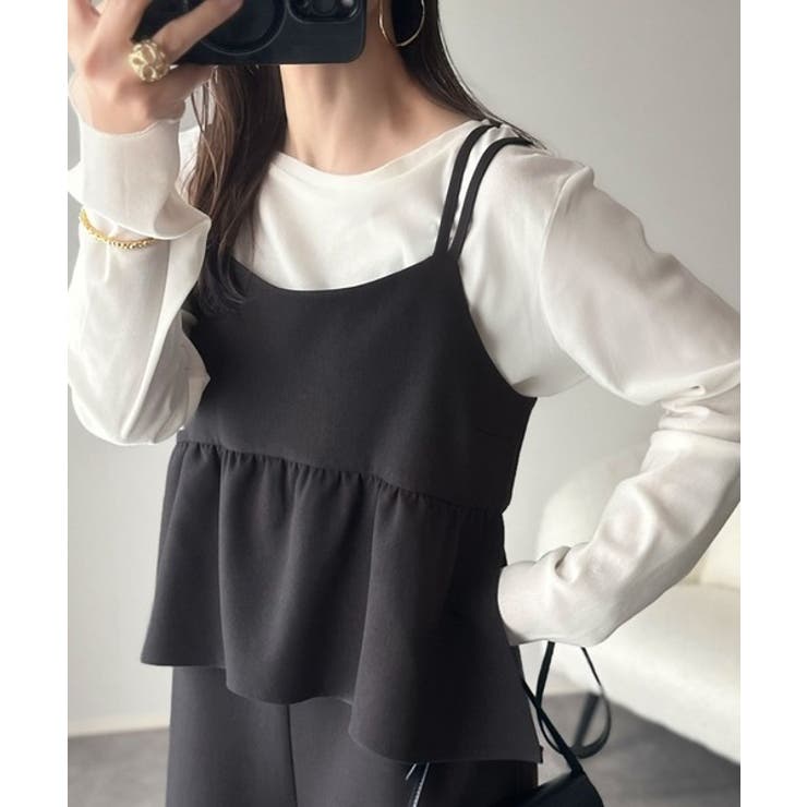 1枚で華奢見え華やか◎ダブルストラップペプラムサロペット | Classical Elf  | 詳細画像15 