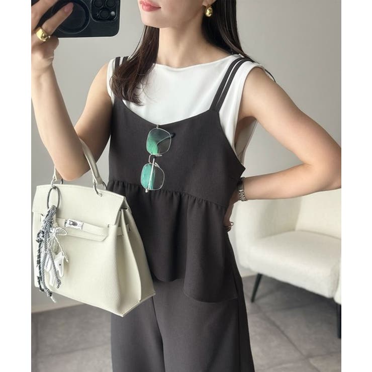 1枚で華奢見え華やか◎ダブルストラップペプラムサロペット | Classical Elf  | 詳細画像19 